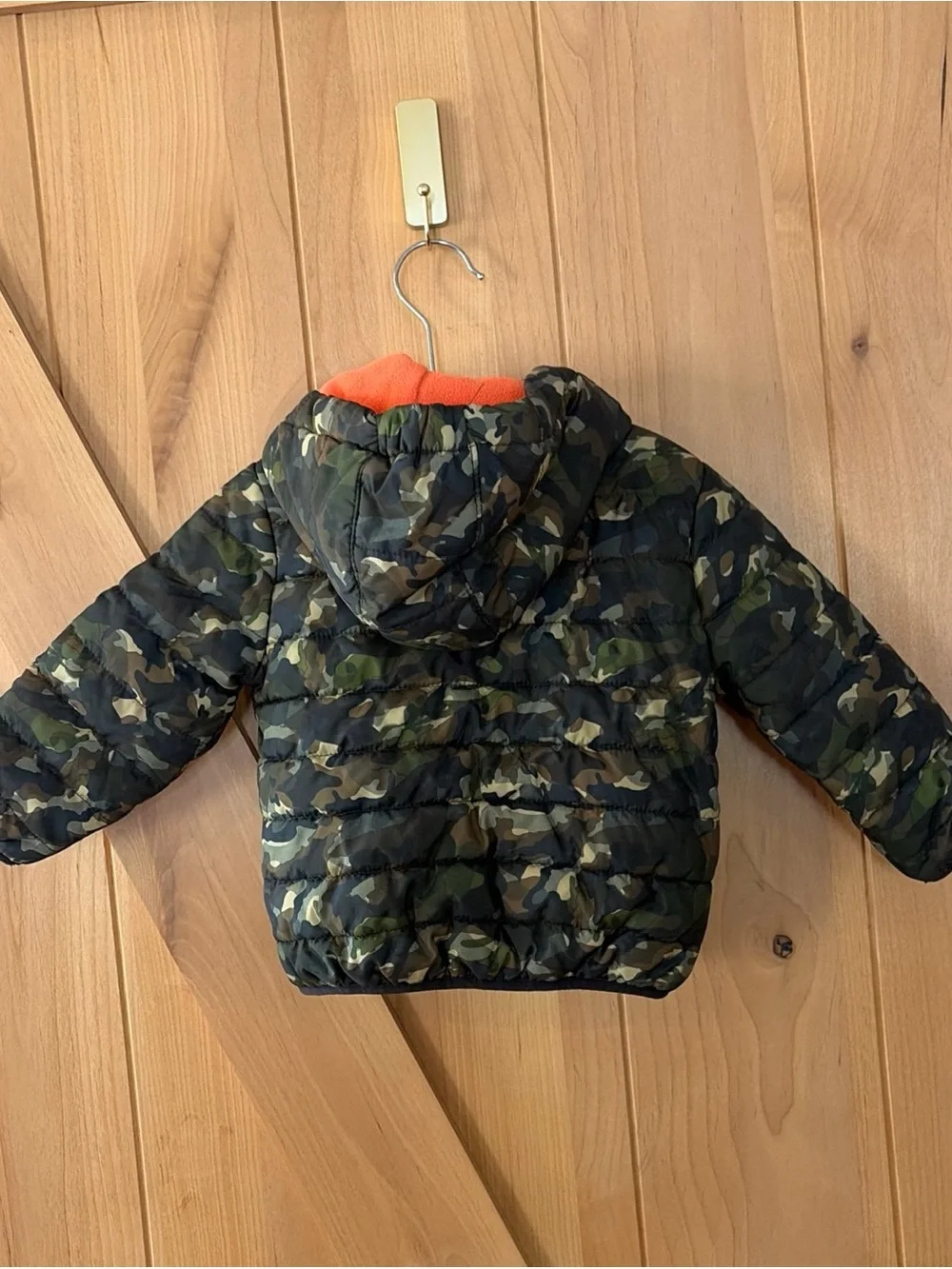 Nike Toddler Size 12 Months Green Camo Zip Up Hooded Puffer Jacket
